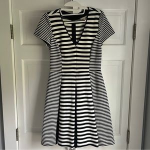 Banana Republic Fit & Flare/A-line Stripe Dress, Black/White, Size 4